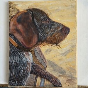 Abstract oil Painting cute Hunting Dog